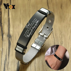 Adjustable Length TO DAD Bracelets for Men Mesh Watch Band