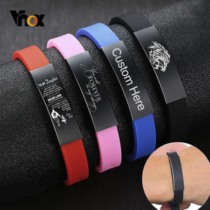 Kids ID Bracelets Stainless Steel Bar Rubber