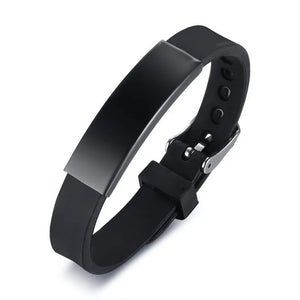 Kids ID Bracelets Stainless Steel Bar Rubber