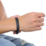 Kids ID Bracelets Stainless Steel Bar Rubber