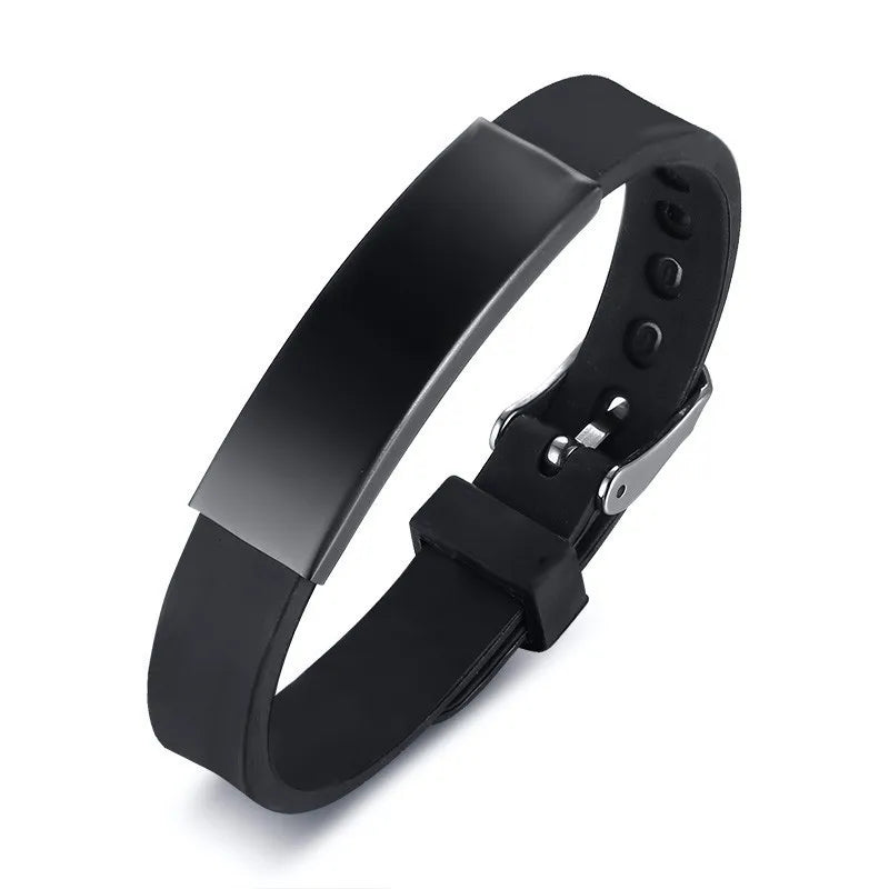 Kids ID Bracelets Stainless Steel Bar Rubber