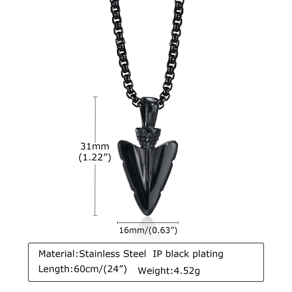 Stainless Steel Arrow Necklace for Men, Spear Head Pendant
