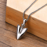 Stainless Steel Arrow Necklace for Men, Spear Head Pendant
