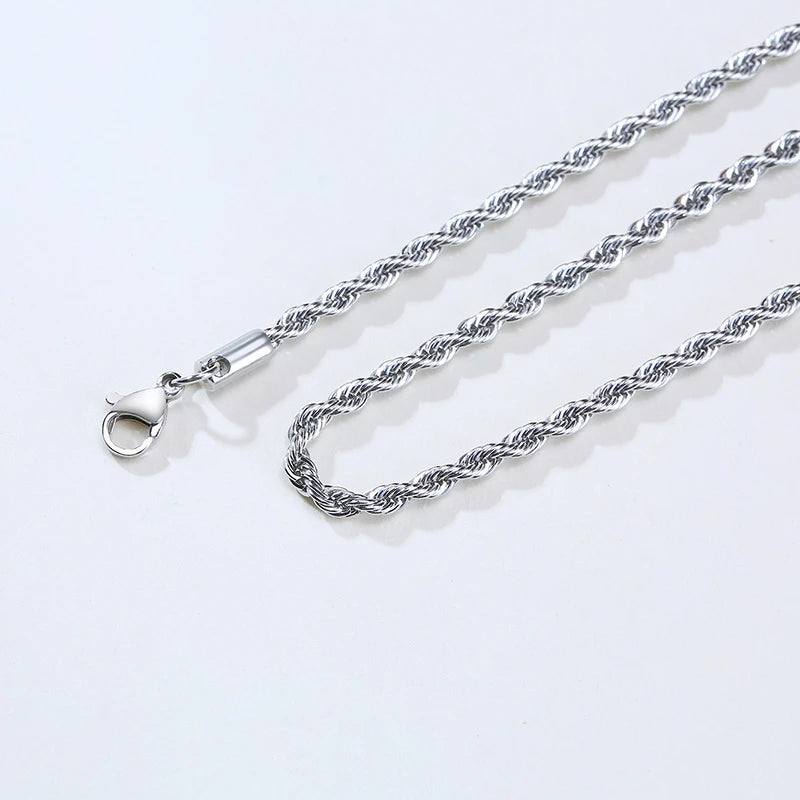 Stainless Steel Twisted Singapore Chain Necklace for Men Women