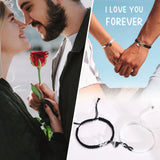 Heart Charm Couple Bracelets - Braided Rope Chain with Infinity Charm