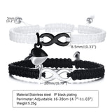 Heart Charm Couple Bracelets - Braided Rope Chain with Infinity Charm
