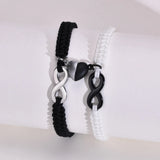 Heart Charm Couple Bracelets - Braided Rope Chain with Infinity Charm