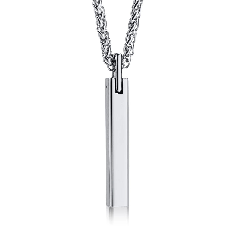 Tungsten Geometric Bar Necklace for Men, Stainless Steel Chain