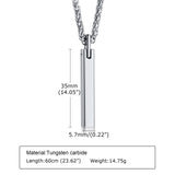 Tungsten Geometric Bar Necklace for Men, Stainless Steel Chain
