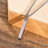 Tungsten Geometric Bar Necklace for Men, Stainless Steel Chain