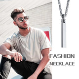 Tungsten Geometric Bar Necklace for Men, Stainless Steel Chain