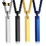 Tungsten Geometric Bar Necklace for Men, Stainless Steel Chain