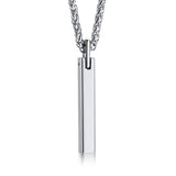 Tungsten Geometric Bar Necklace for Men, Stainless Steel Chain