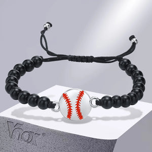 Baseball Charm Bracelets for Men Women, Adjustable Nylon Rope Chain