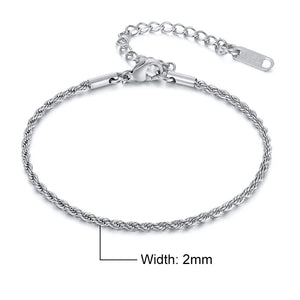 Stainless Steel Twisted Rope Chain Bracelet, Christmas Jewelry