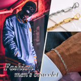 Stainless Steel Twisted Rope Chain Bracelet, Christmas Jewelry