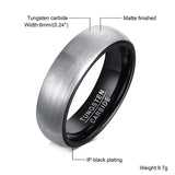 6mm Men Wedding Tungsten Carbide Ring, Matte Finished Comfort Fit