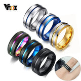 8mm Tungsten Carbide Rings for Men - Thin Line Style Wedding Bands