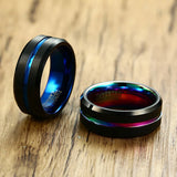 8mm Tungsten Carbide Rings for Men - Thin Line Style Wedding Bands