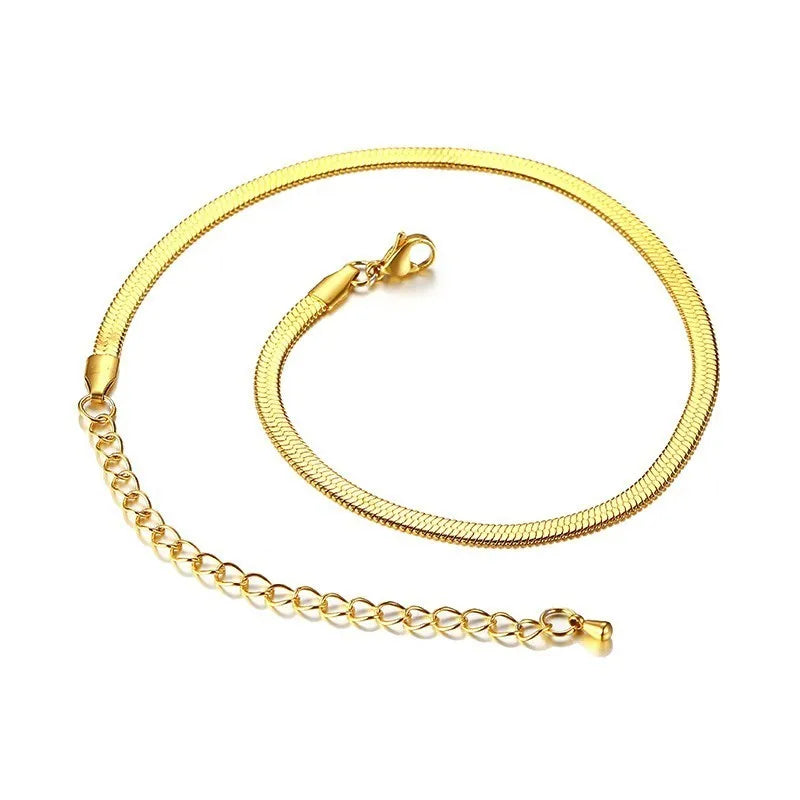 Adjustable Snake Chain Necklace for Women, Stainless Steel Choker Collar