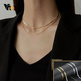 Adjustable Snake Chain Necklace for Women, Stainless Steel Choker Collar