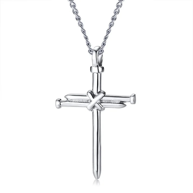 Cross Necklace Stainless Steel Jesus Crucifix Pendant