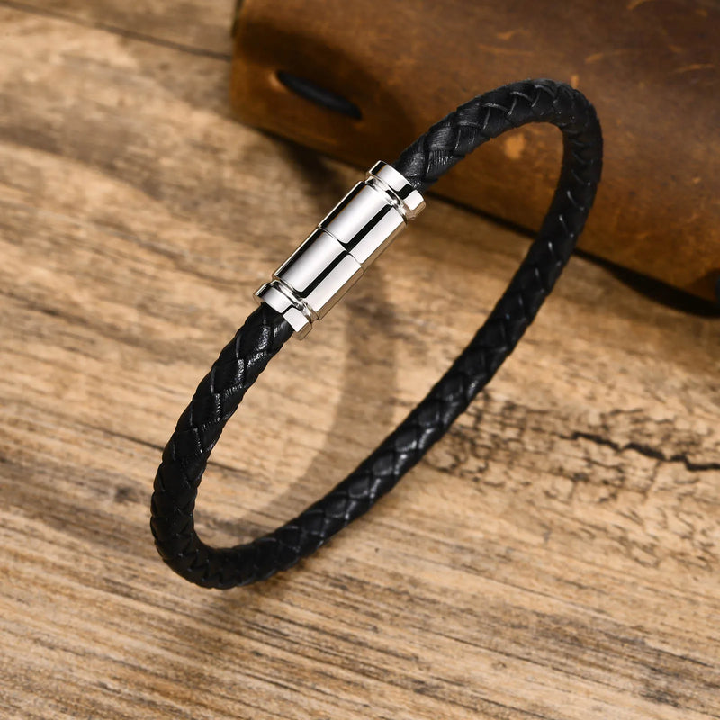 Leather Men Bracelet Casual Braided Rope Chain Wristband Gift