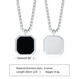 Square Necklace for Men, Stainless Steel Geometric Pendant