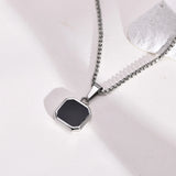 Square Necklace for Men, Stainless Steel Geometric Pendant