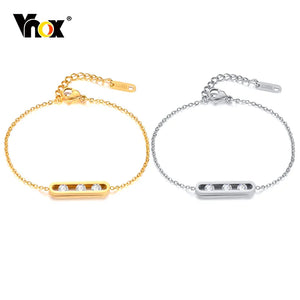 CZ Stone Charm Chain Bracelets for Women