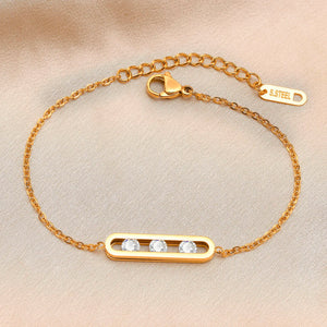 CZ Stone Charm Chain Bracelets for Women