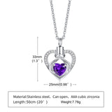 CZ Heart Urn Necklace, Stainless Steel Cremation Jewelry