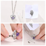 CZ Heart Urn Necklace, Stainless Steel Cremation Jewelry