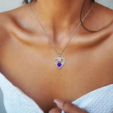 CZ Heart Urn Necklace, Stainless Steel Cremation Jewelry
