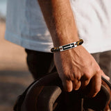 Tiger Eye Stone Bracelet for Men with Cross Bangle
