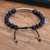Tiger Eye Stone Bracelet for Men with Cross Bangle