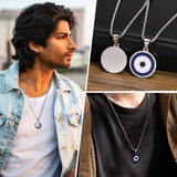 Men's Stainless Steel Evil Eye Pendant Necklace with Box Chain