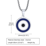 Men's Stainless Steel Evil Eye Pendant Necklace with Box Chain