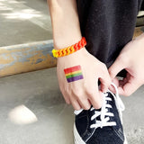 Rainbow Silicone Bracelets for Men Women with Elastic Rubber Wristband