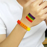 Rainbow Silicone Bracelets for Men Women with Elastic Rubber Wristband