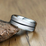 Men's 8mm Thin Groove Tungsten Ring