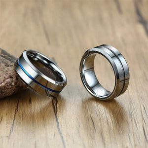 Men's 8mm Thin Groove Tungsten Ring