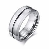 Men's 8mm Thin Groove Tungsten Ring