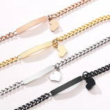 Heart ID Tag Bracelet Stainless Steel Chain