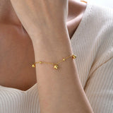 Ball Beads Charm Bracelet Stainless Steel Adjustable Chain Minimalist Gift