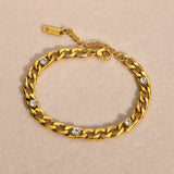 Stainless Steel Chain Bracelet with Cubic Zirconia