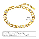 Stainless Steel Chain Bracelet with Cubic Zirconia