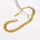 Stainless Steel Chain Bracelet with Cubic Zirconia