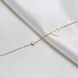 Heart Love Charm Choker Necklace for Women, Stainless Steel Metal Link Chain