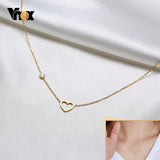 Heart Love Charm Choker Necklace for Women, Stainless Steel Metal Link Chain